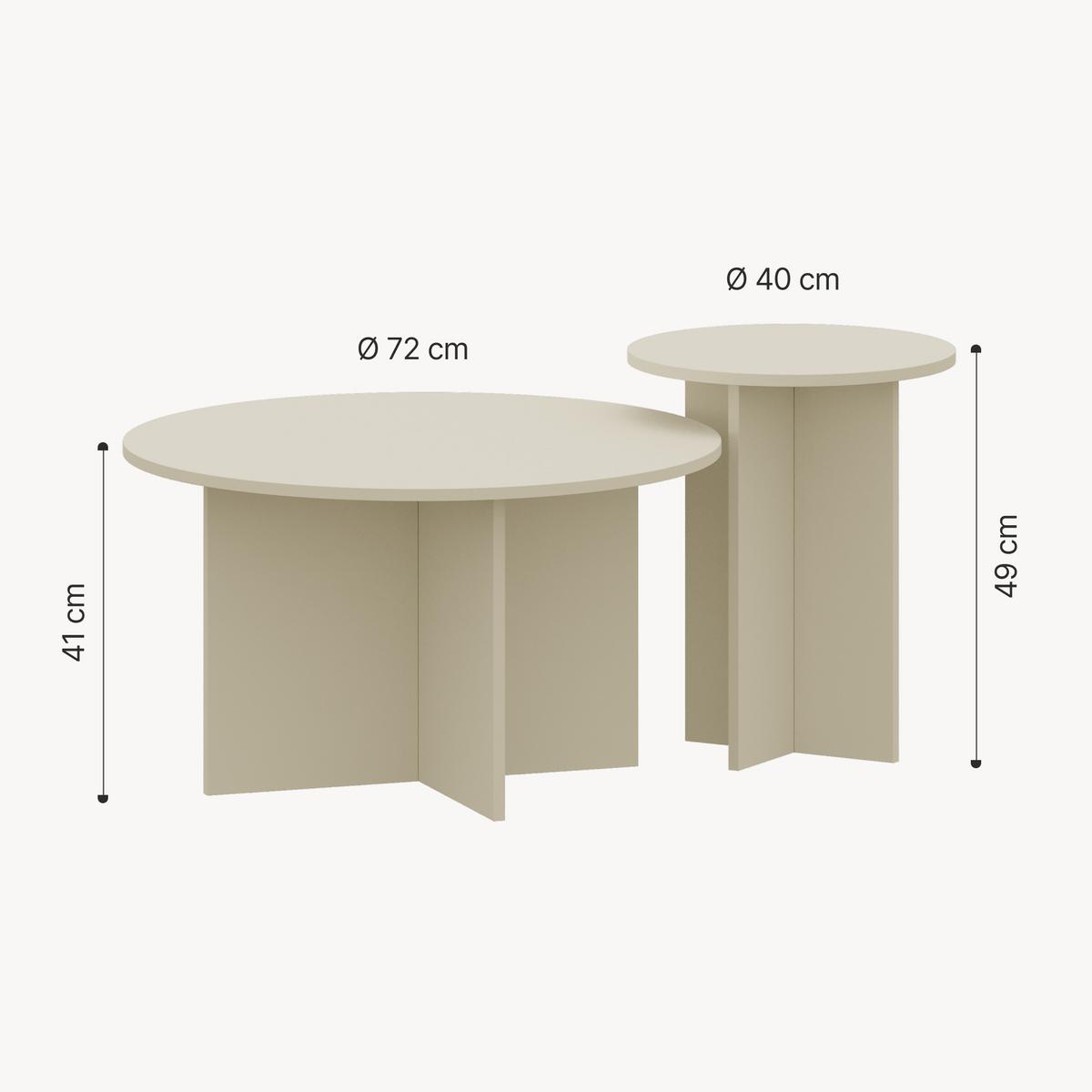 BEISTELLTISCH-SET 2 TLG. Verummetka - Creme, Holzwerkstoff (40/40/49cm) - [en.casa]