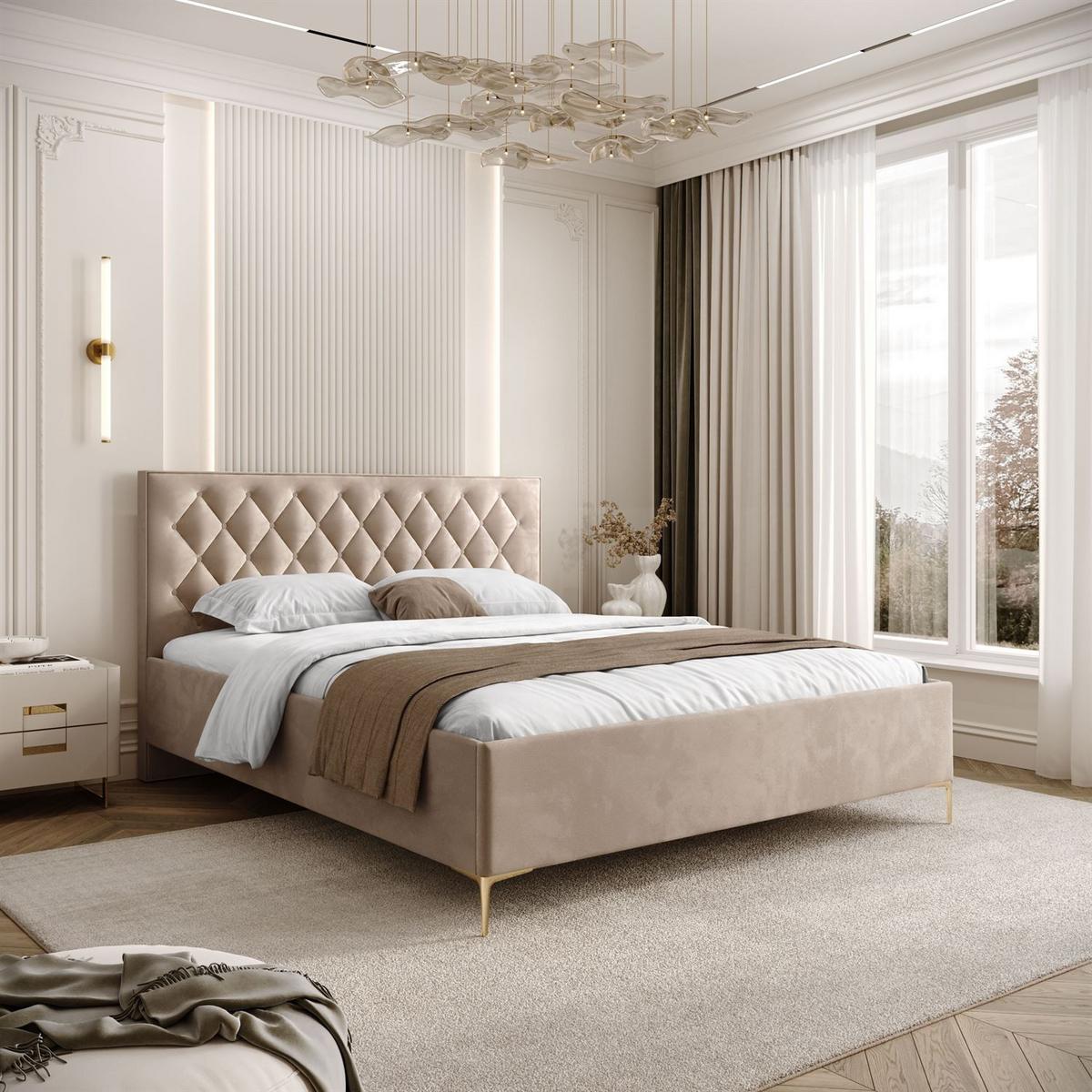 POLSTERBETT INEZ mit Bettkasten 180x200 cm Royal Velvet 170 - Beige, Textil - Lookway