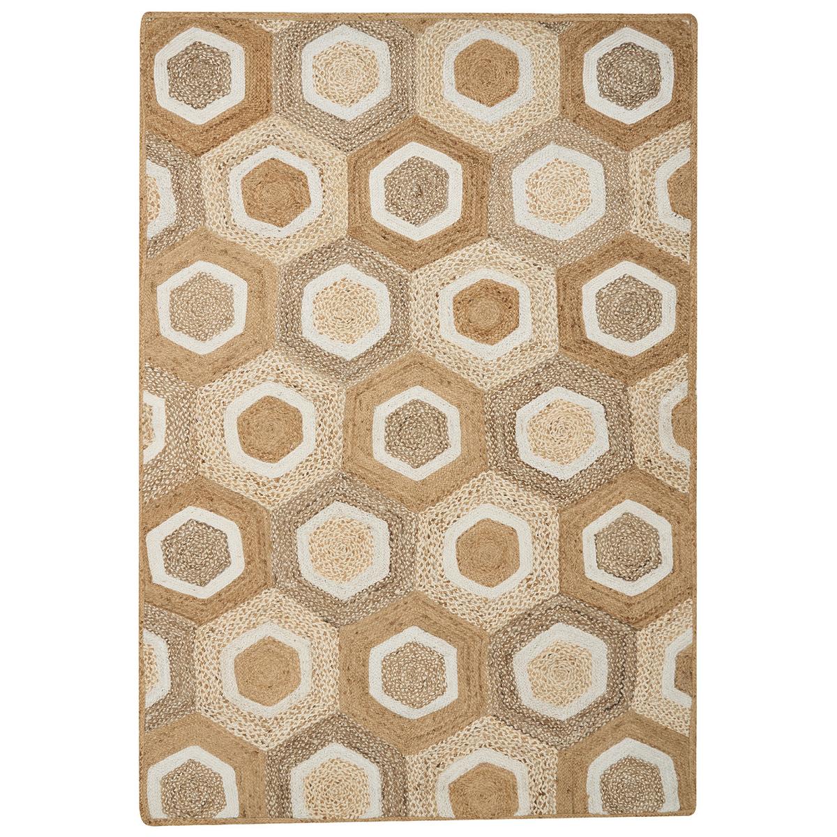 KURZFLOR-TEPPICH Beige 160/230 cm Basoren - Beige/Weiß, Naturmaterialien (160/230cm) - Beliani