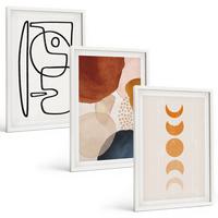 BILDER SET 3er Set - 40x60 cm Weißer Rahmen - Abstrakte Farbdekorationen - Weiß, Kunststoff (40/60cm) - TULUP