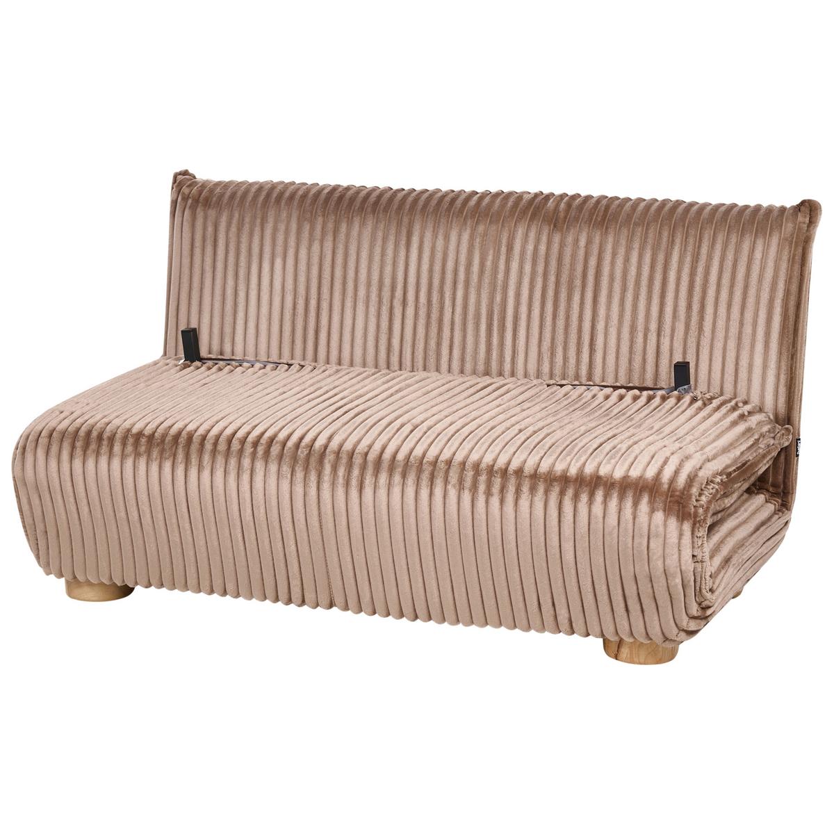 SCHLAFSOFA 2-Sitzer Cord Hellbraun Abisko - Hellbraun/Schwarz, Textil (140/80/82cm) - Beliani