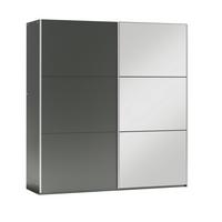 SCHWEBETÜRENSCHRANK IVERN 122/215/65 cm 2-türig mit Spiegel Graphitfarben - Graphitfarben, Holzwerkstoff (122/215/65cm) - MASSENO