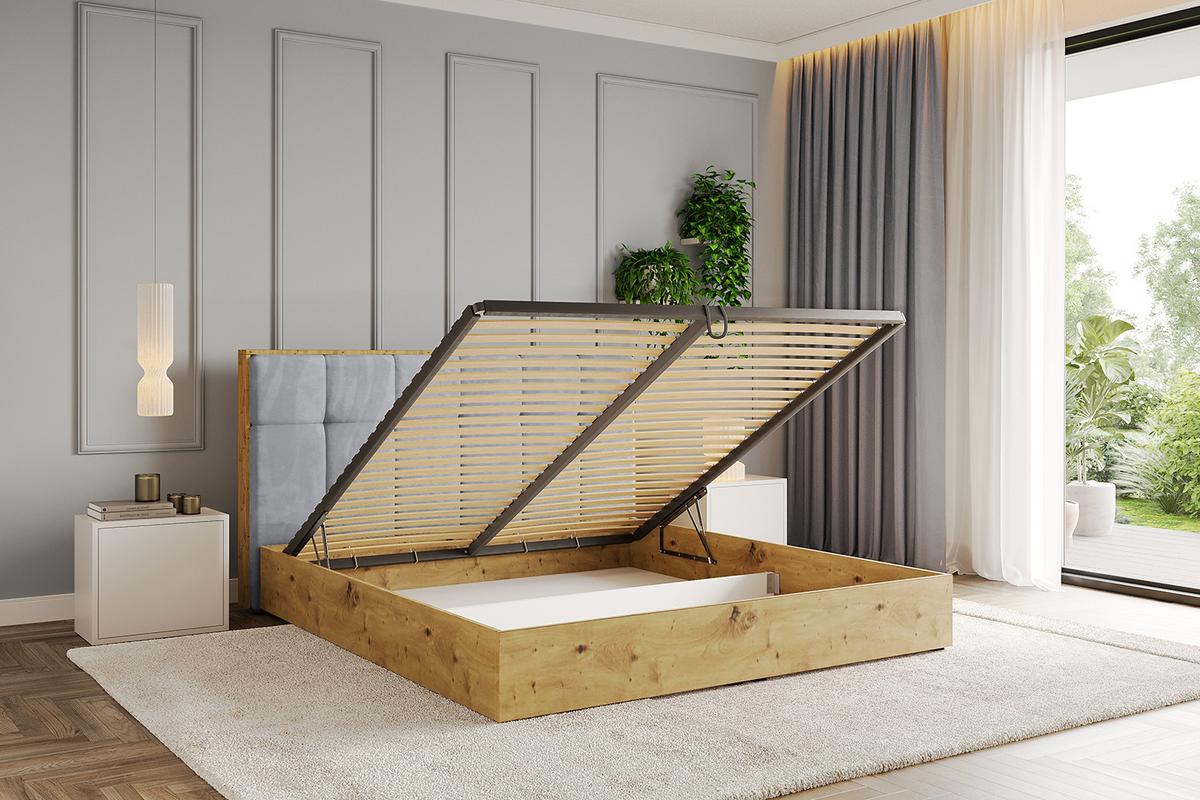 POLSTERBETT mit Bettkasten und Lattenrost, Bett mit Matratze H3/H4 - ENZO7 160x200 - Hellgrau, Holzwerkstoff/Textil (160/200cm) - ALTDECOR