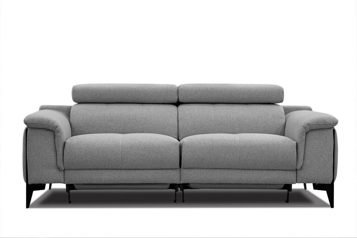 RELAXSOFA MATERA 3-Sitzer mit 2 Relaxfunktionen, grau - Schwarz/Grau, Holzwerkstoff/Textil (212/82/103cm) - Wozimo