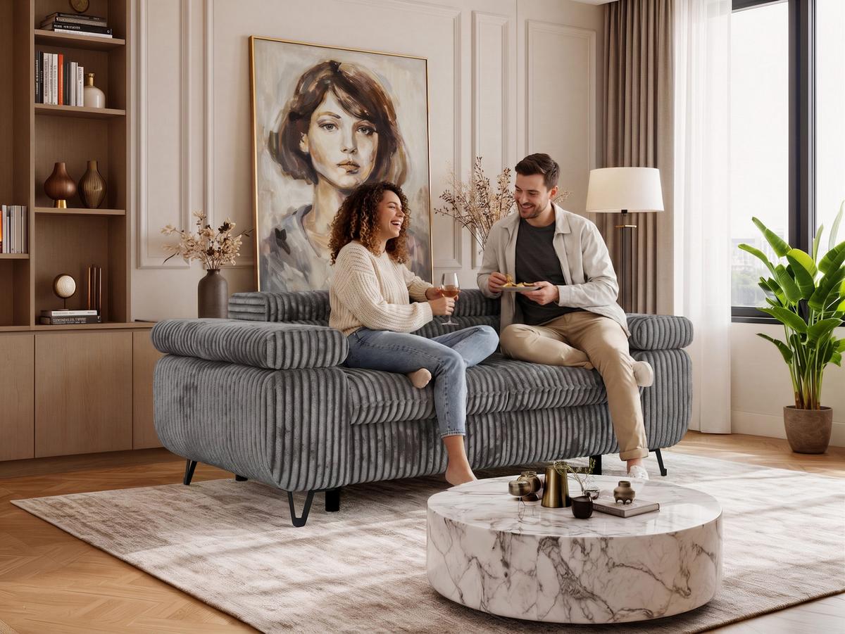 2-SITZER SOFA PETER - Dunkelgrau Velvet - Dunkelgrau/Schwarz, Textil/Metall (200/76/99cm) - MKS
