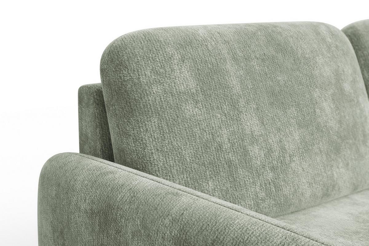 ECKSOFA FEBE 4-Sitzer RECHTS, hellgrüner Chenille-Stoff - Schwarz/Hellgrün, Holz/Textil (264/157cm) - Wozimo