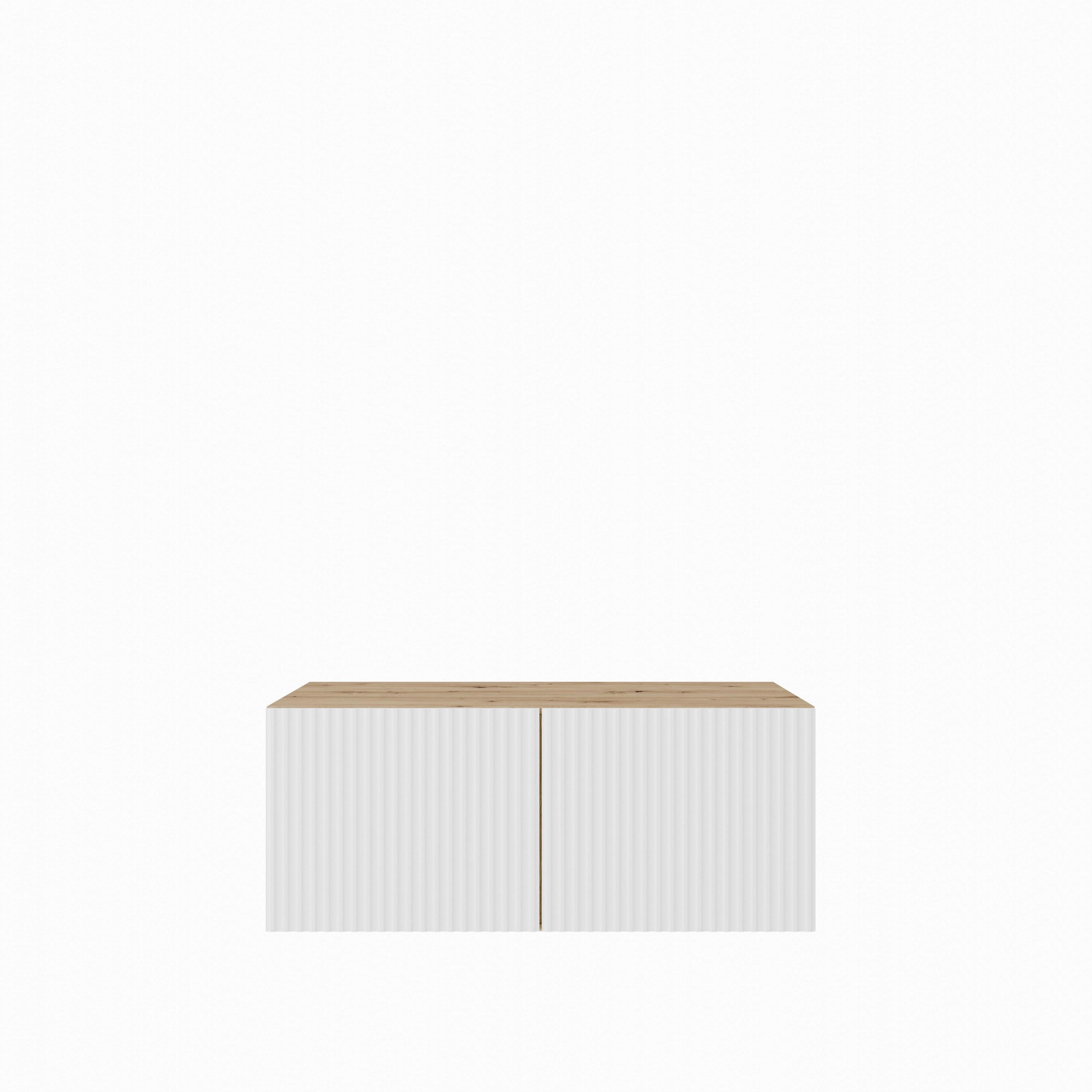 LOWBOARD VAREN 100/41/40 cm, Hängender TV-Schrank Eiche Artisan - Weiß/Eiche Artisan, Holzwerkstoff (100/41/40cm) - MASSENO
