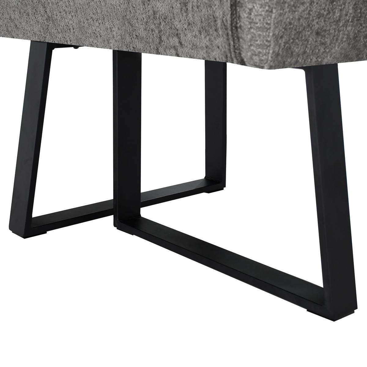 ECKBANK Velto 203x162 cm, mit Metallbeinen, Raven-Stoff, Grau - Schwarz/Grau, Metall (203/162cm) - Beautysofa