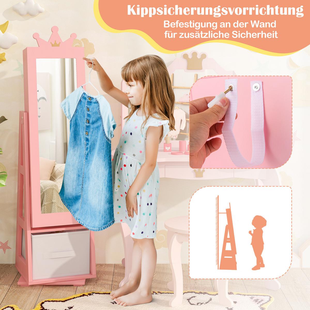 SCHMUCKSCHRANK Pink - Pink, Holz (32/117/30cm) - COSTWAY