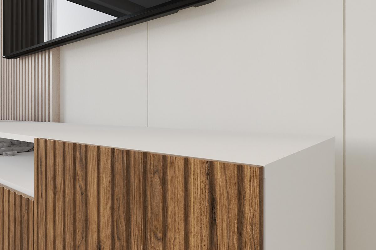 LOWBOARD KITO-S 200x53x41 cm - Weiß / Katania - Eiche Wotan/Schwarz, Holzwerkstoff (200/53/41cm) - ALTDECOR