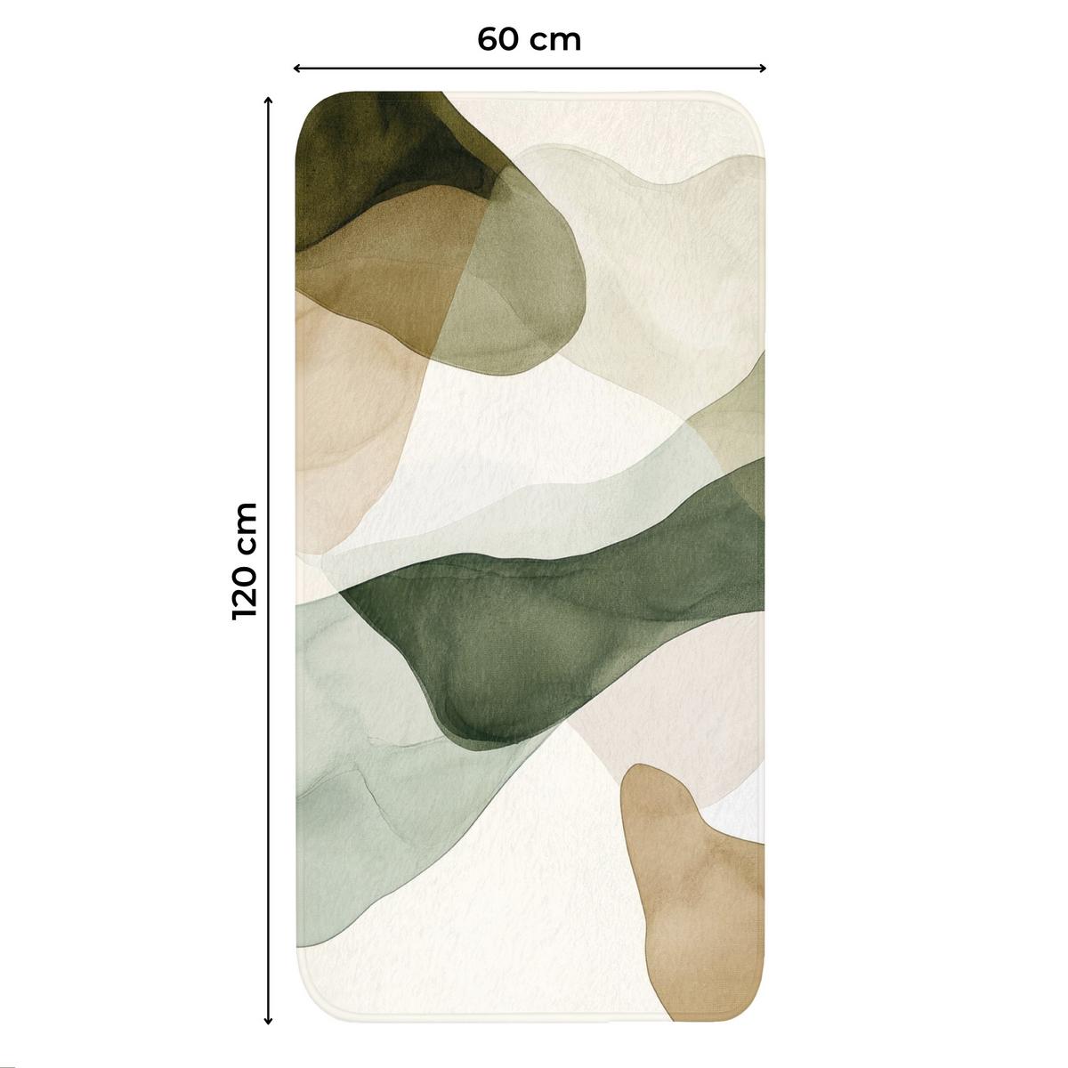 WC-VORLEGER Japandi - Abstrakt - Grün Toilettenvorleger 60x120 cm - Grün, Textil (60/1cm) - OnlyWow