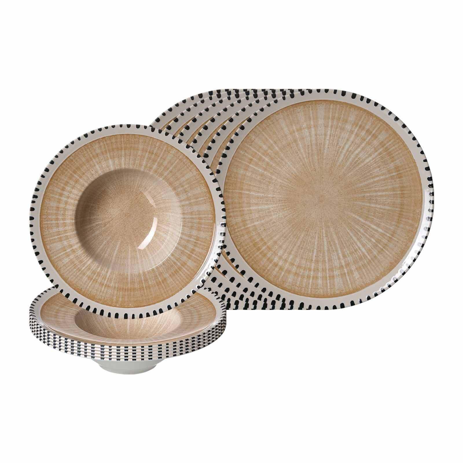 PIZZA- UND PASTA-SET Natura Creme 12-tlg. - Creme, Keramik (2/2/2cm) - Ritzenhoff Breker