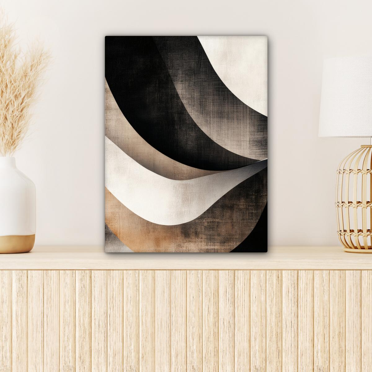 LEINWANDBILD Abstrakt - Wellen - Schwarz - Verwittert Room Decor 30x40 cm - Trüffeleichefarben, Textil (30/40cm) - MuchoWow