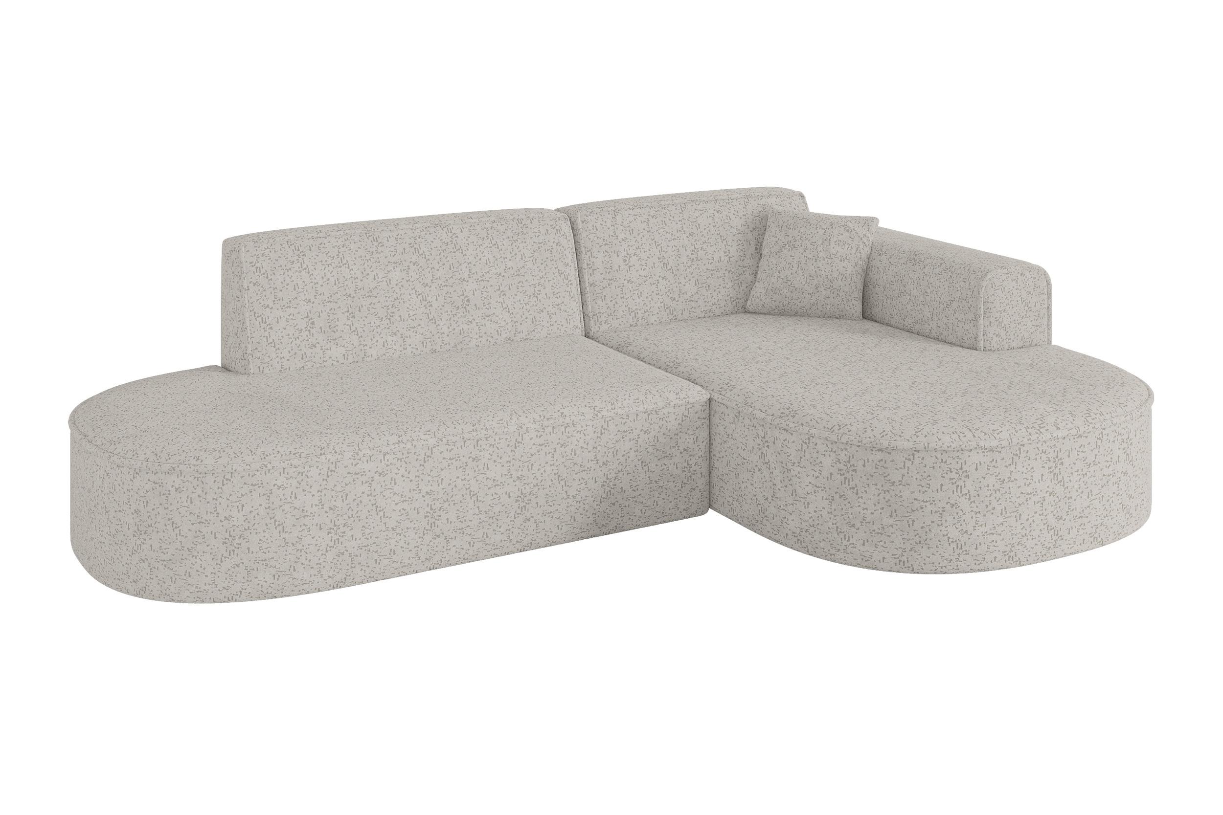 ECKSOFA Ottomane Rechts MARI-L1 - 243x171x79 cm Hellgrau Tissu - Hellgrau/Schwarz, Holzwerkstoff/Kunststoff (171/243cm) - ALTDECOR