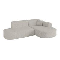 ECKSOFA Ottomane Rechts MARI-L1 - 243x171x79 cm Hellgrau Tissu - Hellgrau/Schwarz, Holzwerkstoff/Kunststoff (171/243cm) - ALTDECOR