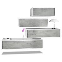 WOHNWAND Lana Fronten in Beton Oxid Optik - Hellgrau, Holzwerkstoff (210/170/37cm) - Vladon