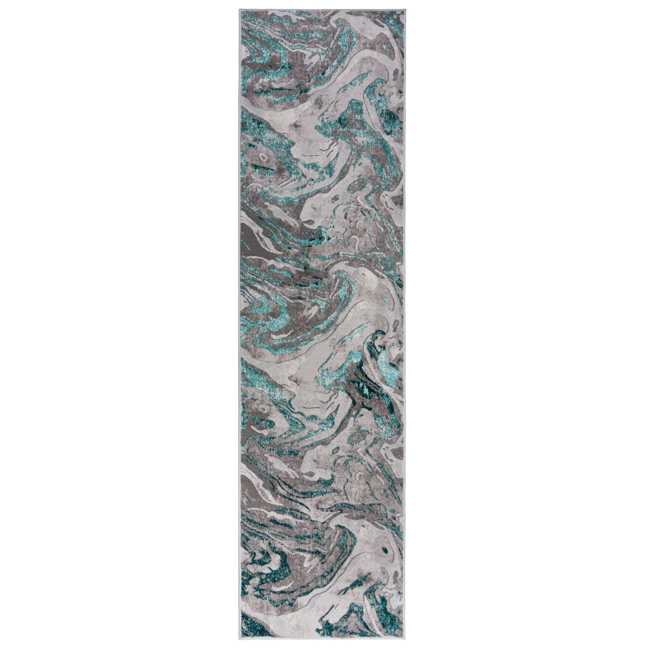 TEPPICH OUSE, abstrakt, Grün-Grau, 80 x 300 cm - Grün, Textil (300/80cm) - KADIMA DESIGN