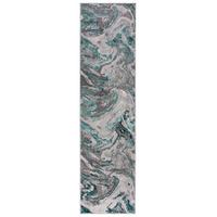 TEPPICH OUSE, abstrakt, Grün-Grau, 80 x 300 cm - Grün, Textil (300/80cm) - KADIMA DESIGN