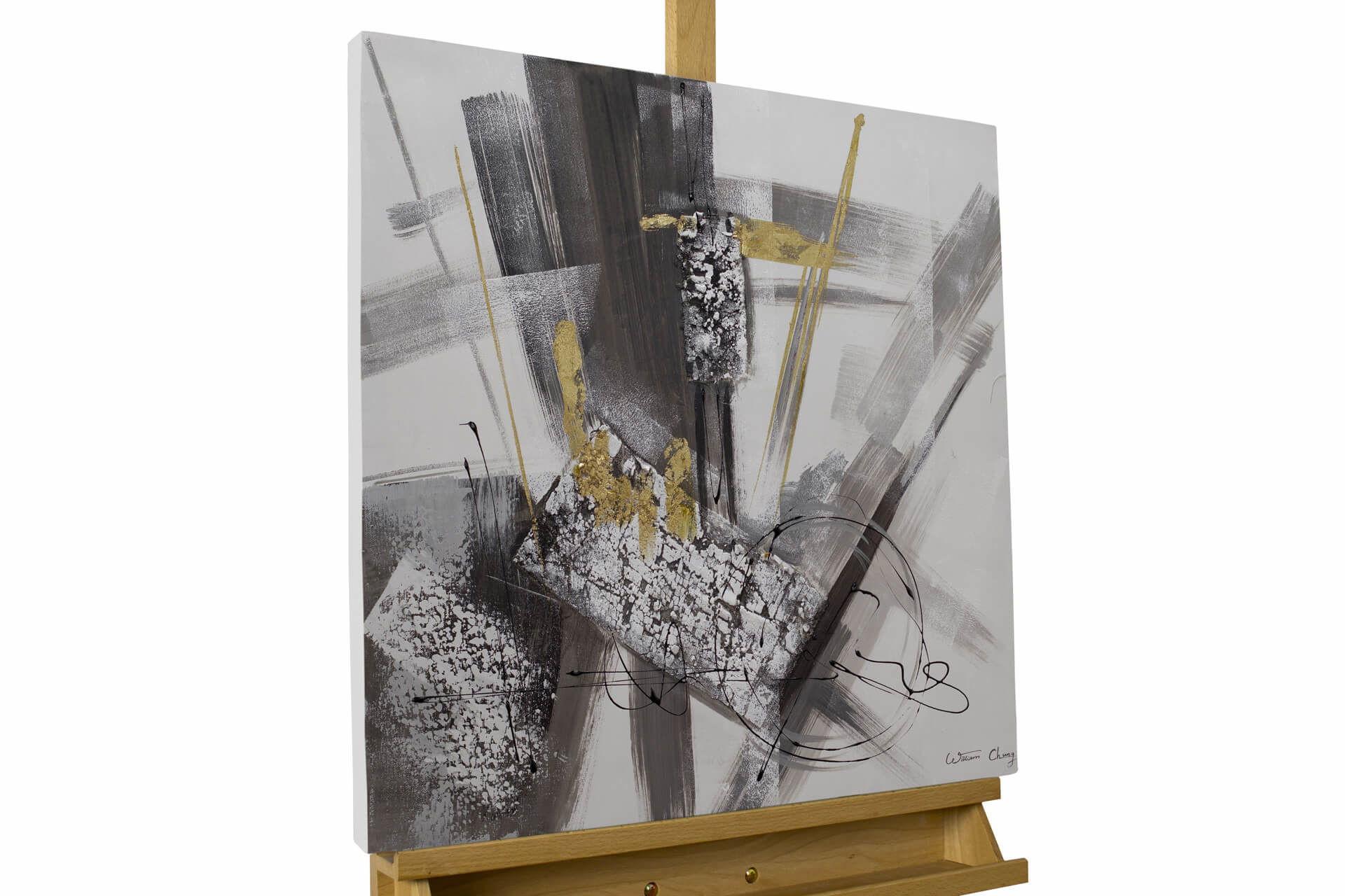 ACRYLBILD HANDGEMALT 60/60 cm - Grau, Holz/Textil (60/60cm) - KUNSTLOFT