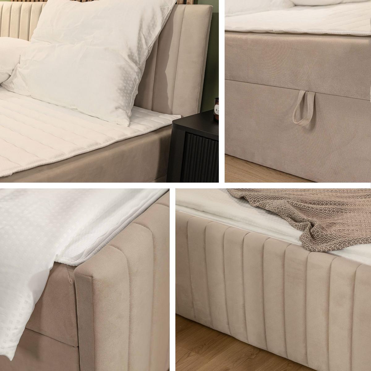 BOXBETT Tirulo Fix - H3 - Dunkelgrau/Schwarz, Holzwerkstoff/Kunststoff (160/200cm) - MIRJAN24