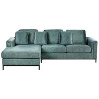 ECKSOFA 4-Sitzer Samtstoff Blaugrün rechtsseitig Oslo - Blau/Jadegrün, Textil (270/151cm) - Beliani