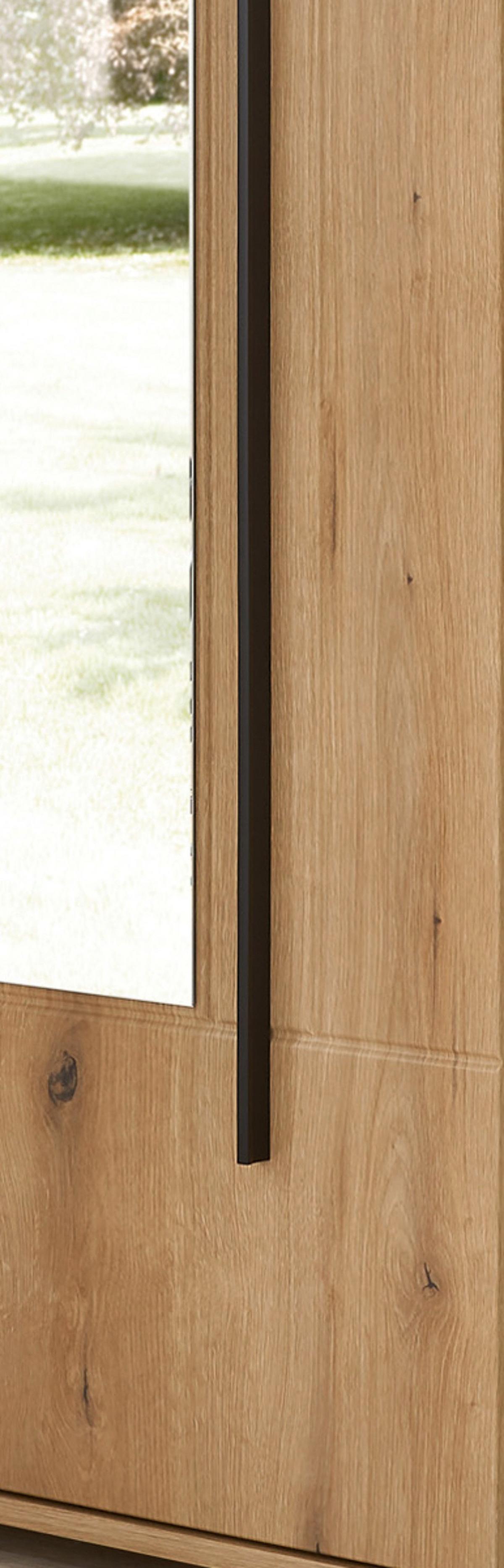 GARDEROBEN-SET Evoke Eiche 4-teilig 140 cm, Flurgarderobe mit Spiegel - Dunkelgrau/Eichefarben, Glas/Holzwerkstoff (140/200/40cm) - Furn.Design