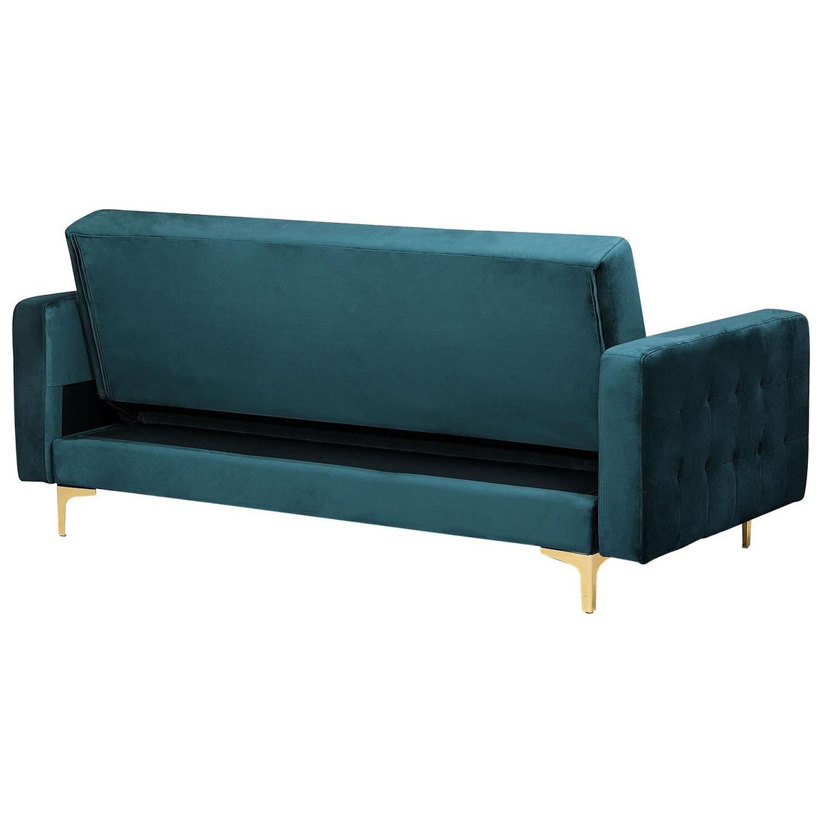 3-SITZER-SCHLAFSOFA Samtstoff Blaugrün Aberdeen - Hellgrün, Textil (186/83/88cm) - Beliani