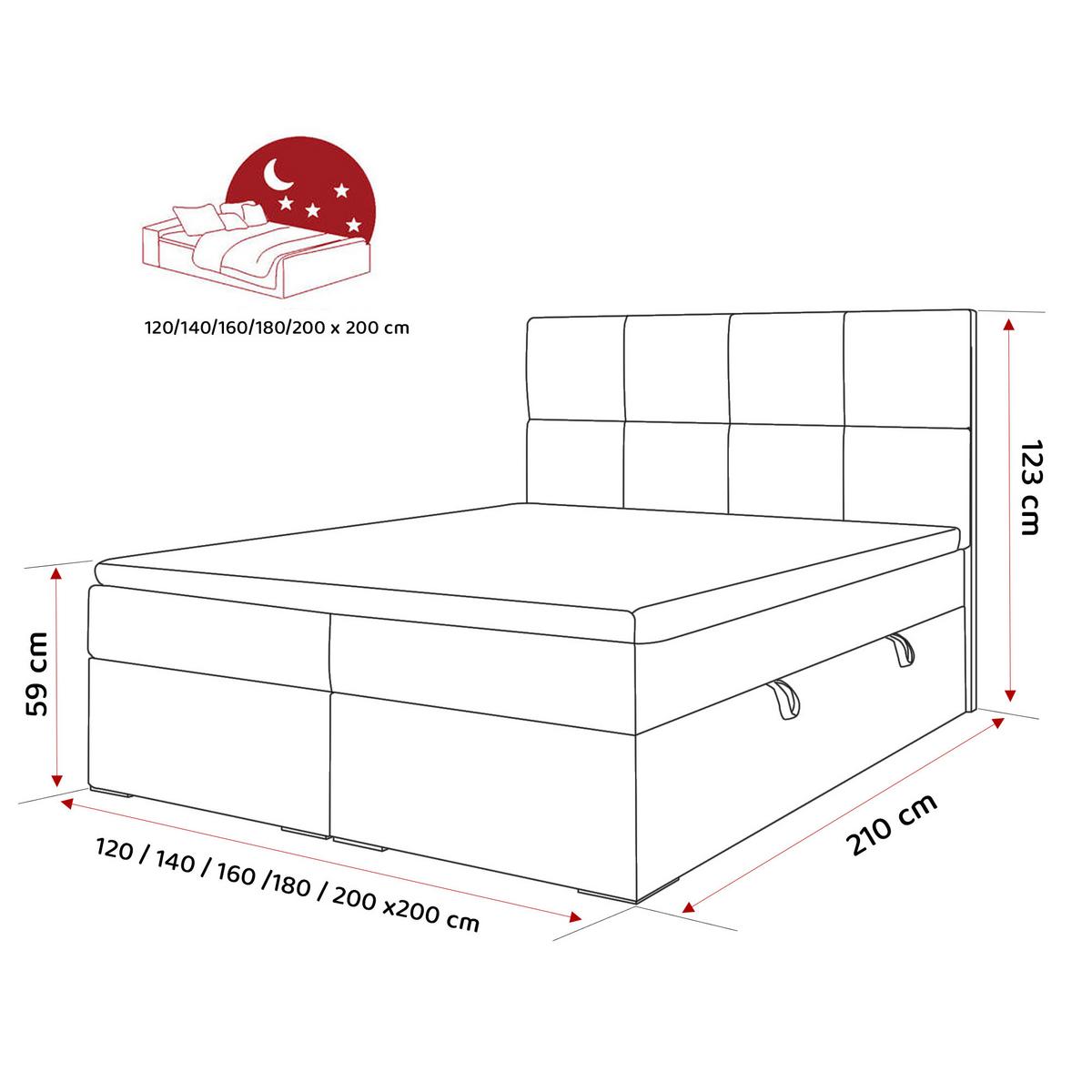 BOXBETT 120x200 cm mit Topper - Braun, Textil (120/200cm) - Idohome