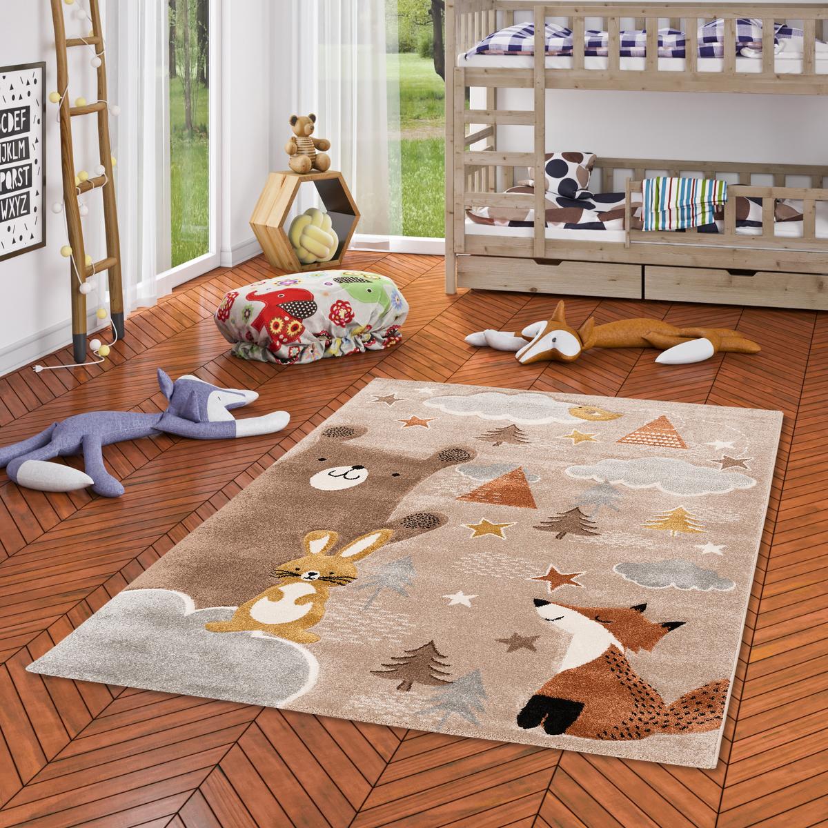 KINDER TEPPICH MAUI KIDS FUCHS UND BÄR - Braun, Textil (120/170cm) - Pergamon
