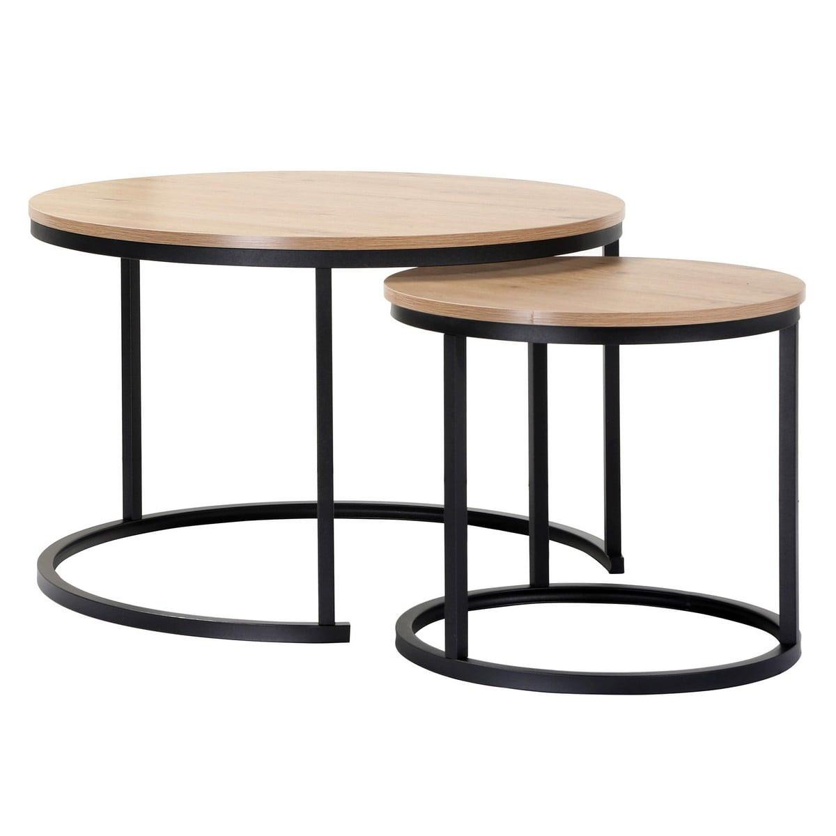 BEISTELLTISCH im 2er-Set - 70/70/45,5 cm - Eichefarben, Holzwerkstoff (77.5/70/45.5cm) - Calicosy
