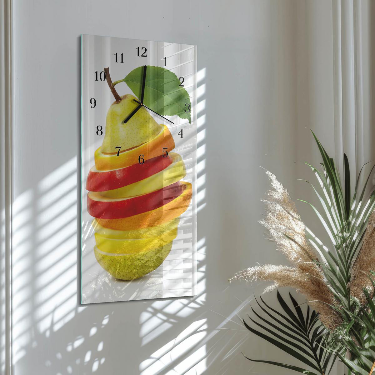 WANDUHR aus Glas 30x60 cm - Obst - Multicolor, Glas (30/60/0.4cm) - TULUP