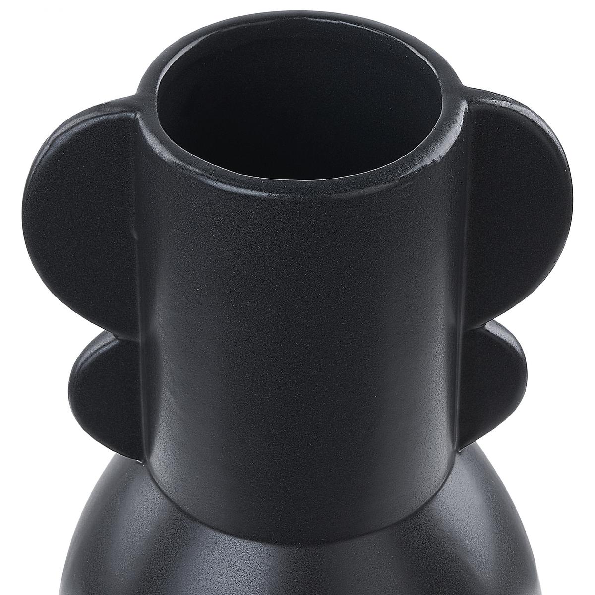 BLUMENVASE Porzellan schwarz Mytilene - Schwarz, Keramik (29cm) - Beliani