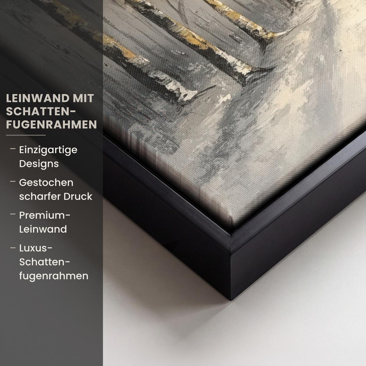 LEINWAND Bilder mit Rahmen - Winter - Abstrakt - Schnee - Natur - Sonne - 30x20 - Grau, Textil (30/20cm) - MuchoWow