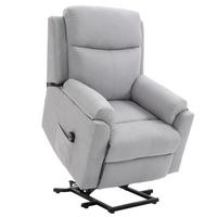 FERNSEHSESSEL mit Aufstehhilfe, Hellgrau - Hellgrau/Schwarz, Textil/Metall (89/102/83cm) - HOMCOM