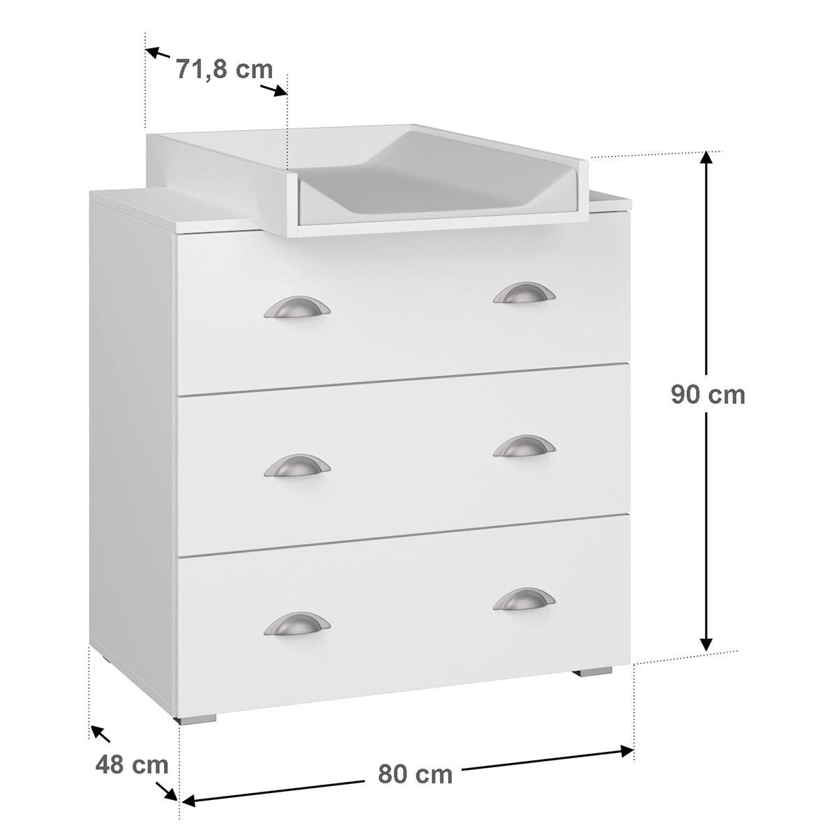KINDERKOMMODE Lio Weiß matt - Weiß, Holzwerkstoff (80/90/48cm) - Petits-meubles