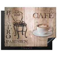 HERDABDECKPLATTE Bistro Parisien - Café - Kaffee - Jahrgang Induktionsmatte 77x59 cm - Cappuccino, Kunststoff (77/59/0.2cm) - MuchoWow