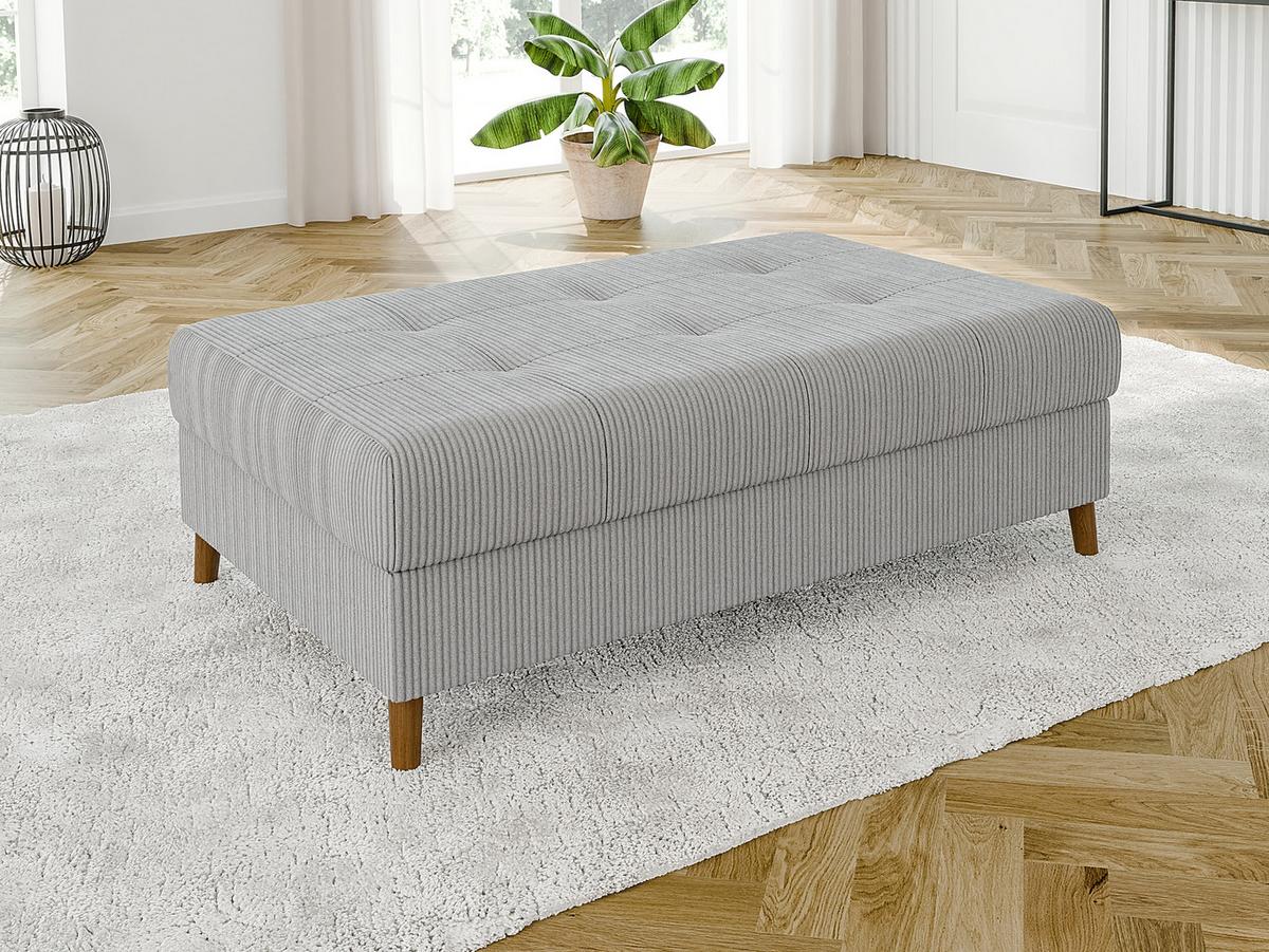 ECKSOFA inkl. Hocker Alma Hellgrau Cord - Ottomane rechts - Hellgrau/Braun, Holz/Textil (231/161cm) - S-Style Möbel
