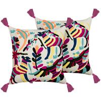 DEKOKISSEN 2er-Set Bunt 50/50 cm Raiganj - Multicolor, Naturmaterialien/Textil (50/50cm) - Beliani