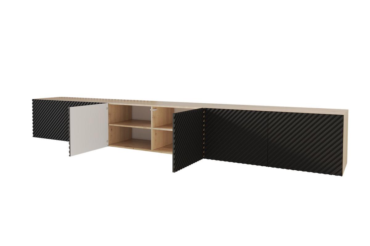 LOWBOARD ZENO-W 3x100x40x40 cm - Artisan / Schwarz - Schwarz, Holzwerkstoff (300/40/40cm) - ALTDECOR
