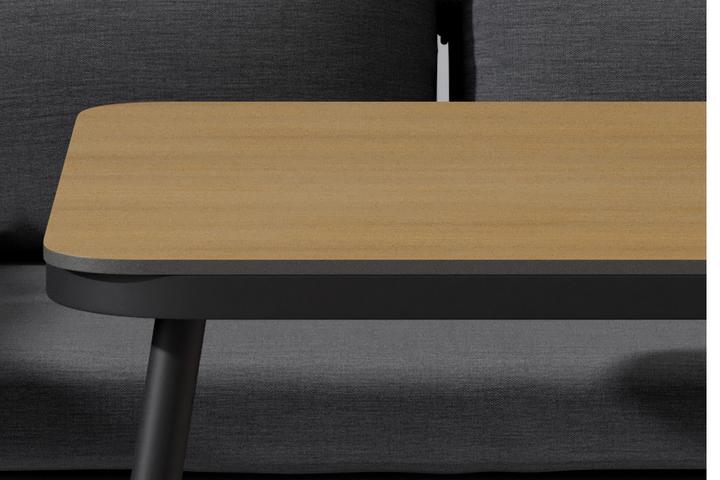 Dining-Loungeset Tisch Eisen pulverbeschichtet Tischplatte matt Polywood Eichefarbe