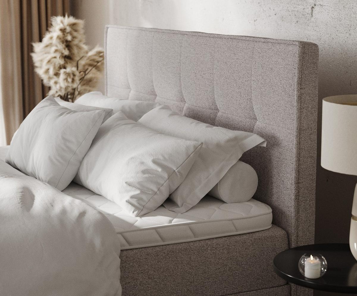 BOXBETT Tivra 160/200 cm Beige im Riva Stoff - Beige/Schwarz, Holz/Holzwerkstoff (160/200cm) - AltaBeds