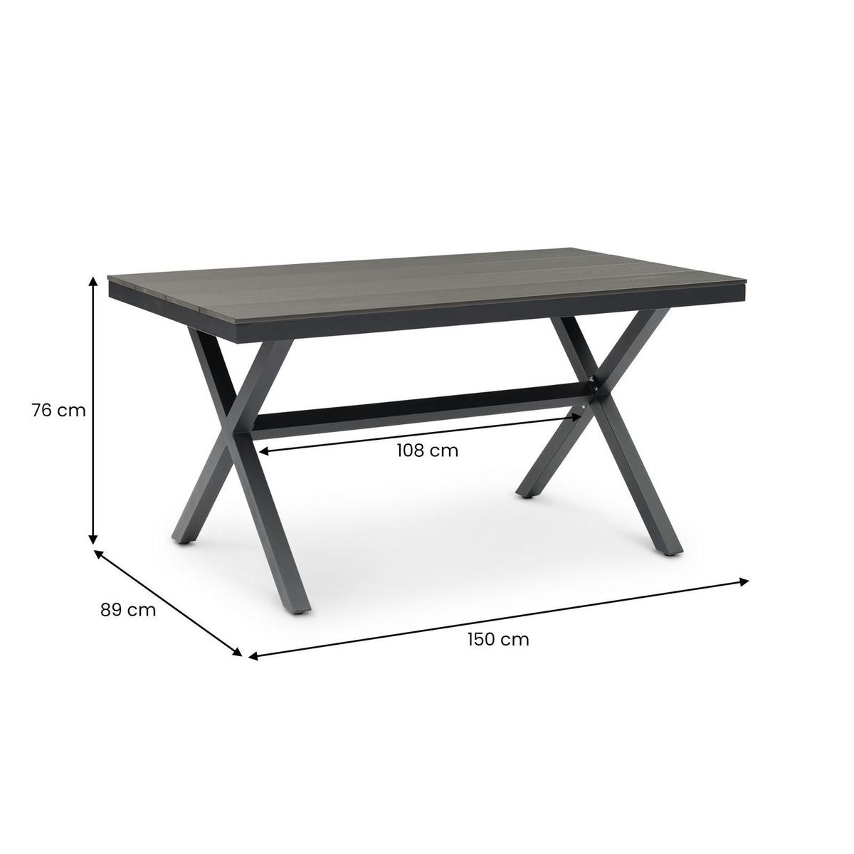 GARTENTISCH ISOLA schwarz - Schwarz, Metall (89/150/76cm) - IDIMEX