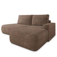 ECKSOFA AVINI T R-S Beige Kordstoff mit Schlaffunktion - Beige, Holzwerkstoff/Textil (277/160cm) - MASSENO