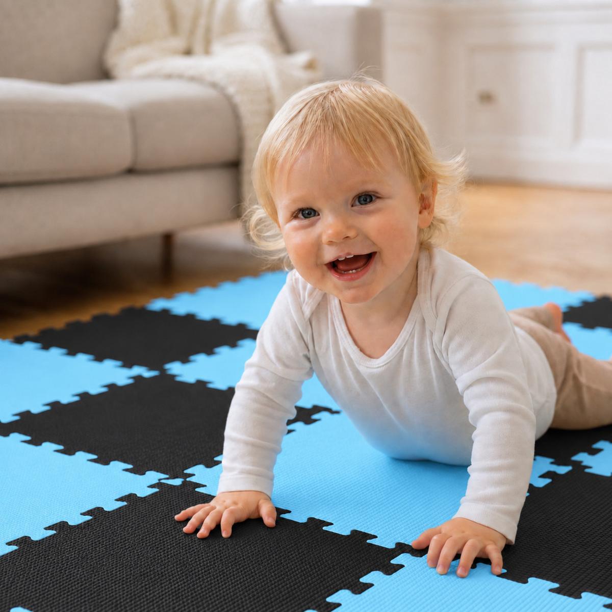 SPIELMATTE ab Null - 180/90 cm Puzzlematte Schwarz - Multicolor, Kunststoff (30/30cm) - Littletom
