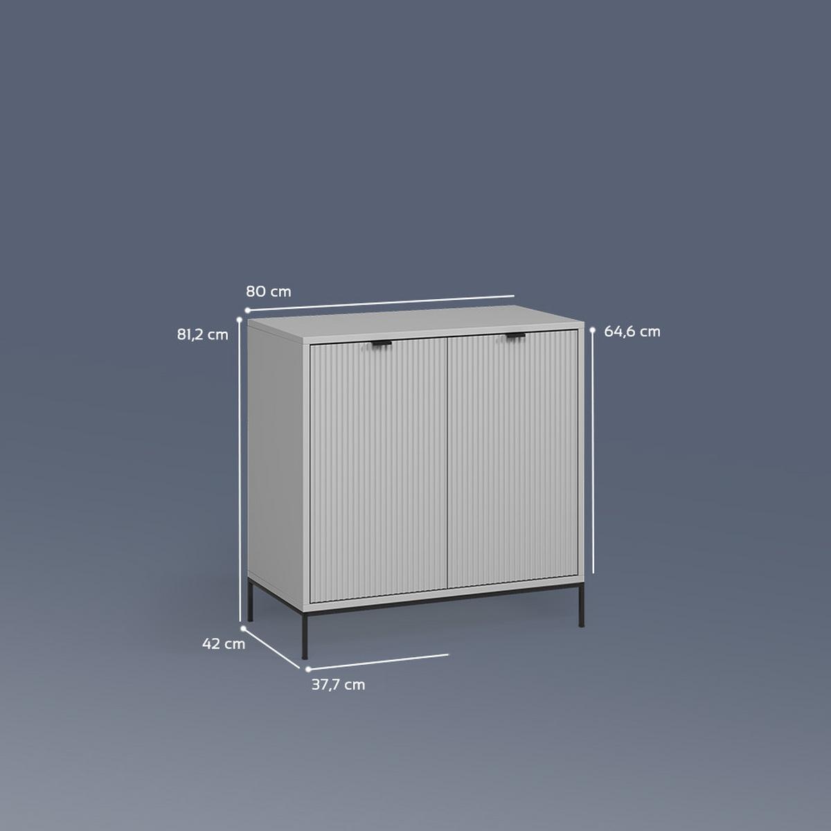 KOMMODE Aterno Grau mit 2 Türen - Grau, Holzwerkstoff (42/81.2/80cm) - Livinity®
