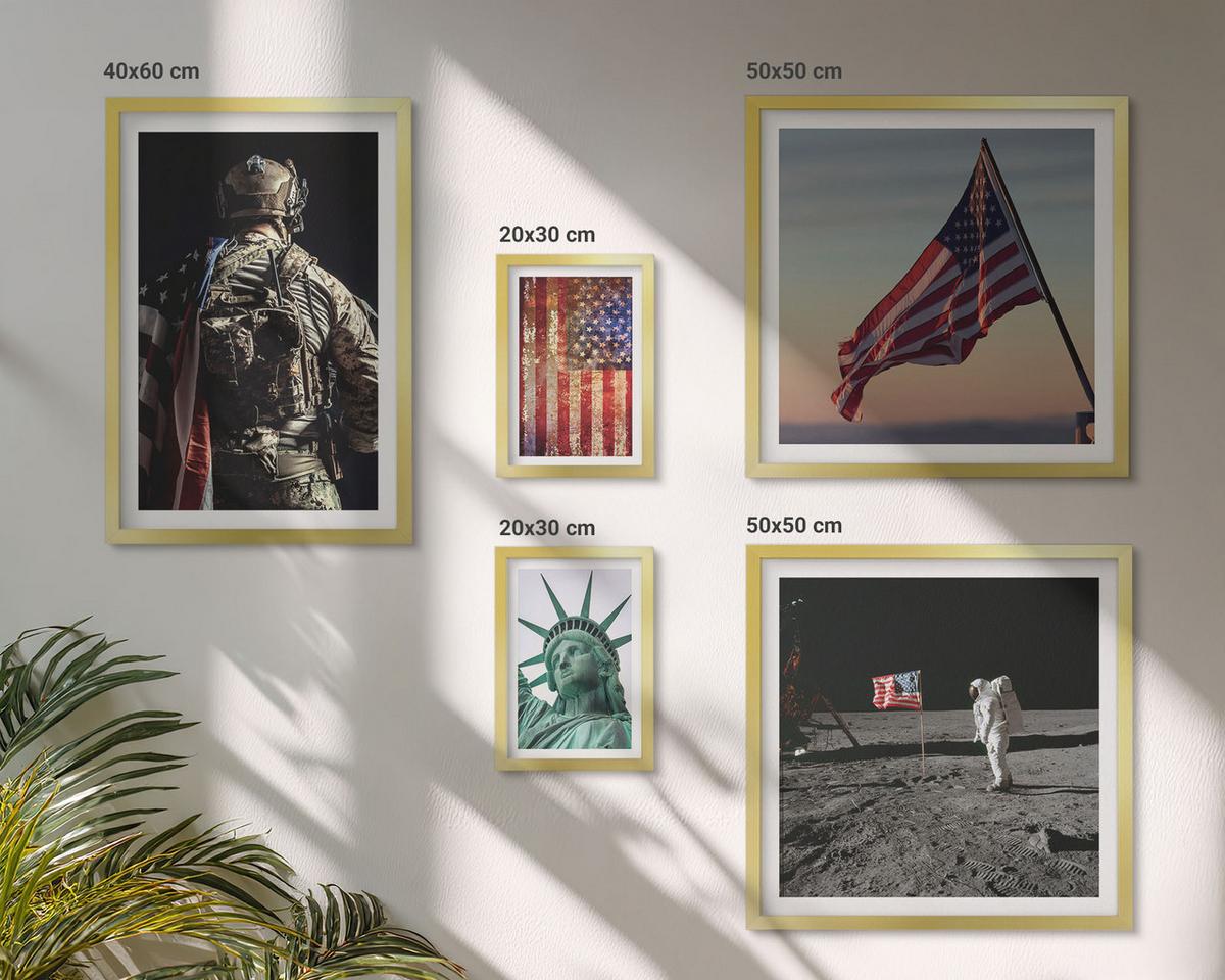 BILDER SET 5er Set - 50x50 cm & 20x30 cm & 40x60 cm Goldrahmen - Ruhige Landschaften am Strand der Sonne - Goldfarben, Kunststoff (40/60cm) - TULUP