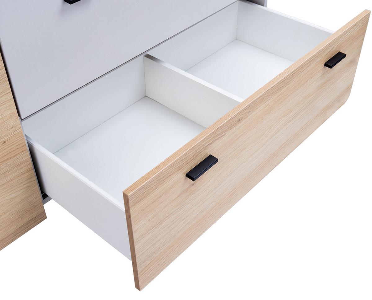 WICKELKOMMODE Lovis XL - Eichefarben/Hellgrau, Holz/Holzwerkstoff (132/96/79cm) - arthur berndt