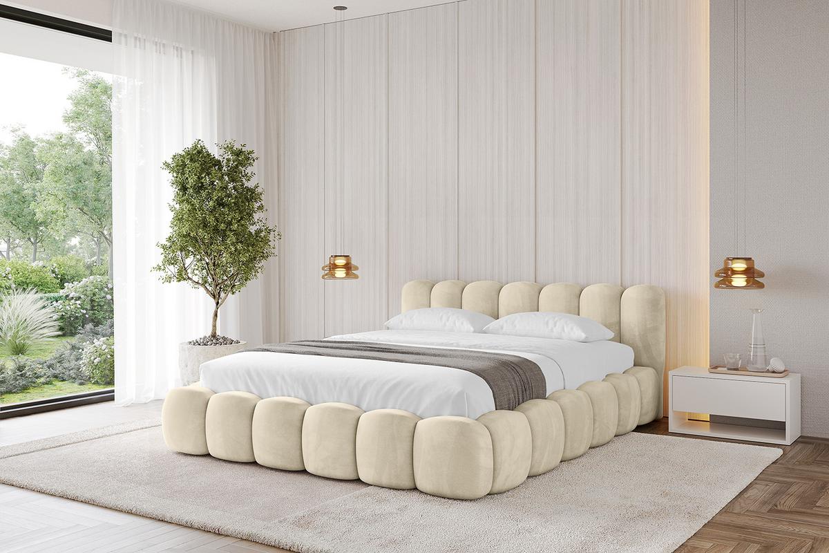 POLSTERBETT mit Bettkasten und Lattenrost, Boxbett ohne Matratze - SENA-v1 140x200 Beige - Beige, Holzwerkstoff/Textil (140/200cm) - ALTDECOR