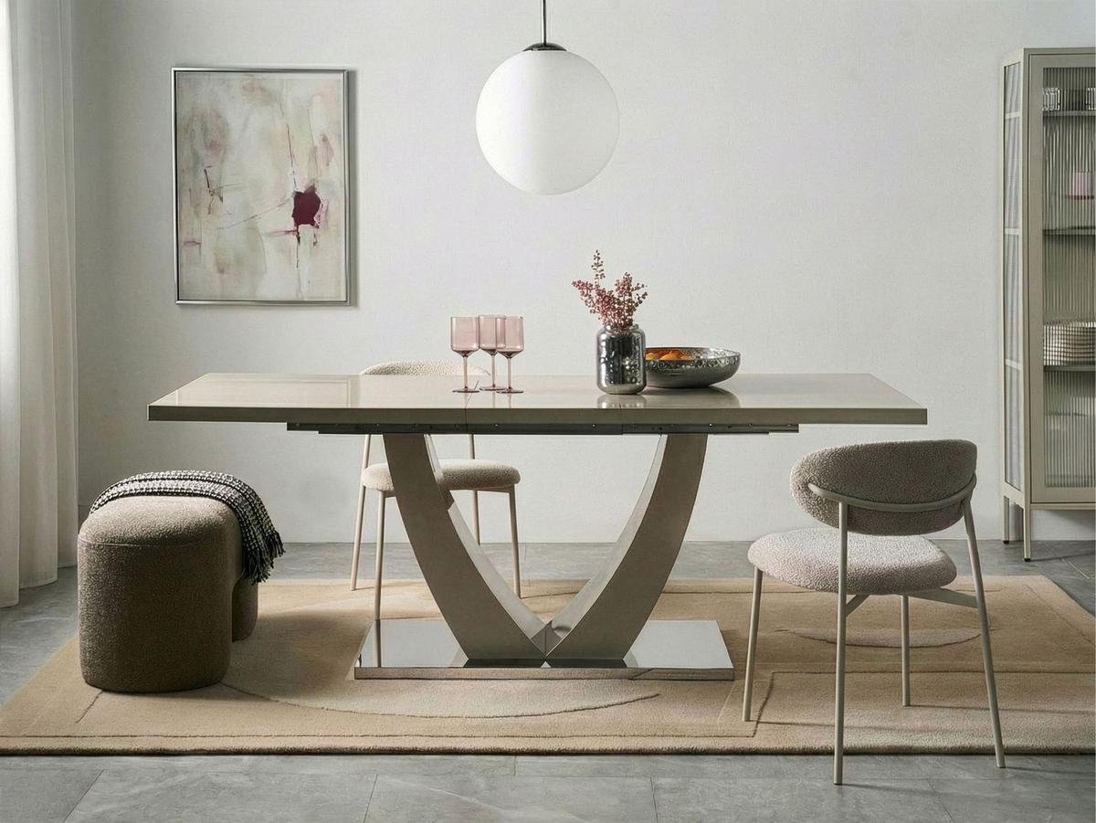 ESSTISCH ausziehbar Hellbeige 160-200/90 cm Merran - Beige, Holzwerkstoff (160/90/76cm) - Beliani