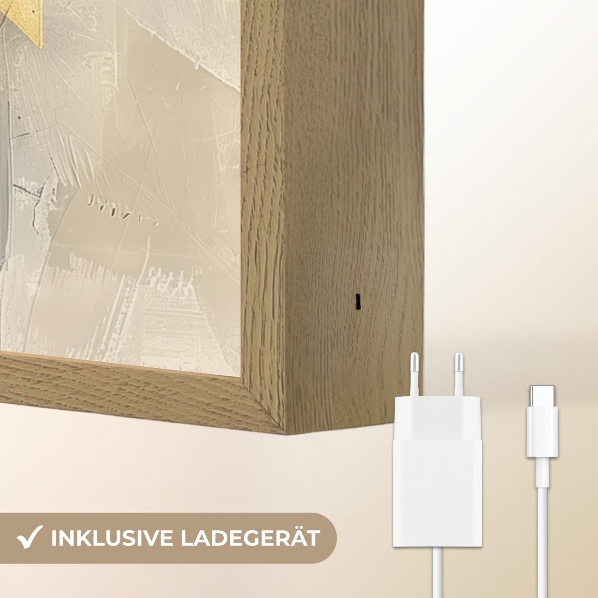 WANDLEUCHTE MIT AKKU Abstrakt - Schwarz - Farbe - Modern 60x90 cm - Grau, Holzwerkstoff (60/90/8cm) - OnlyWow
